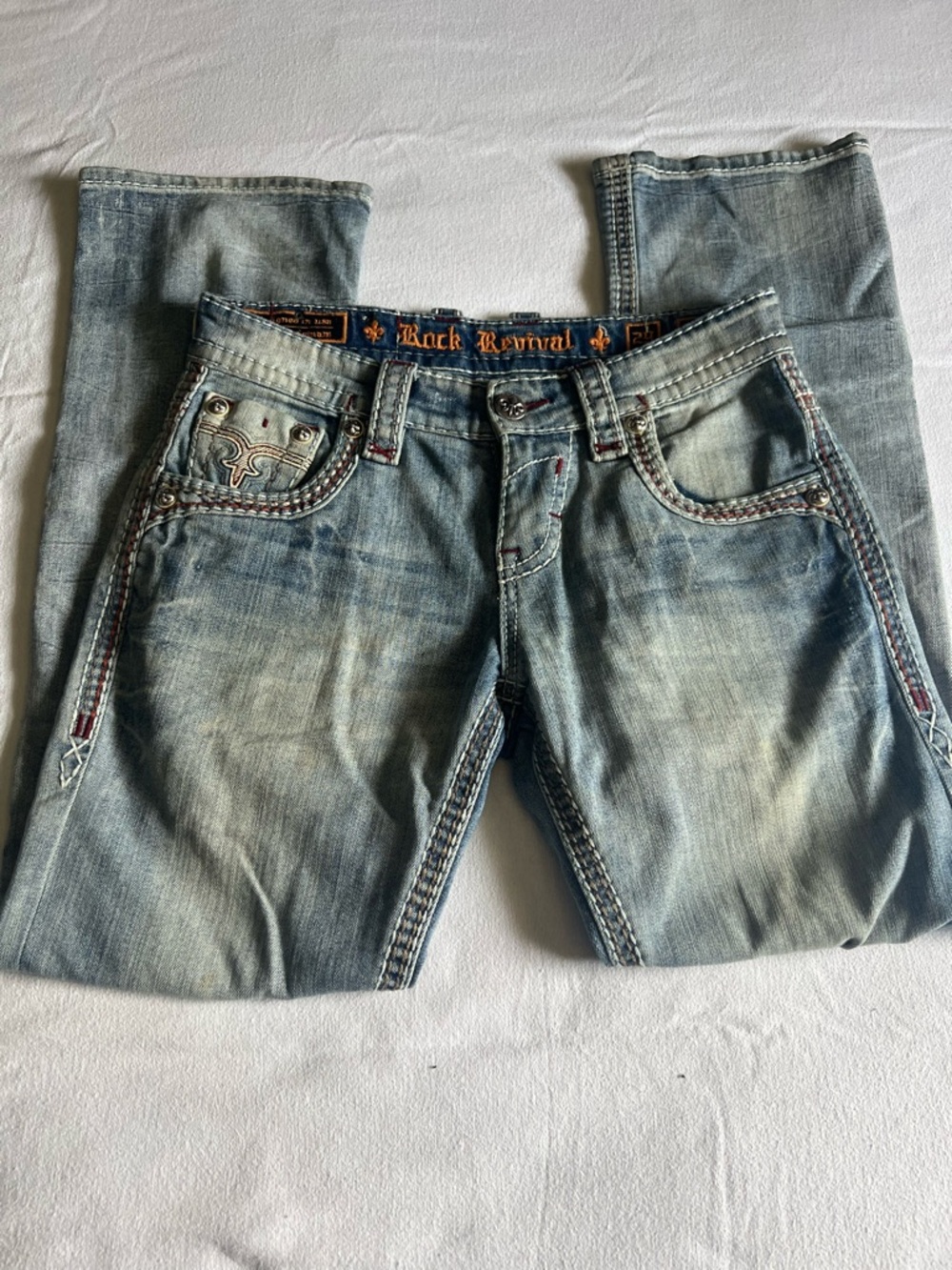 Rock Revival Men's Faded Light Blue Bootcut Jeans